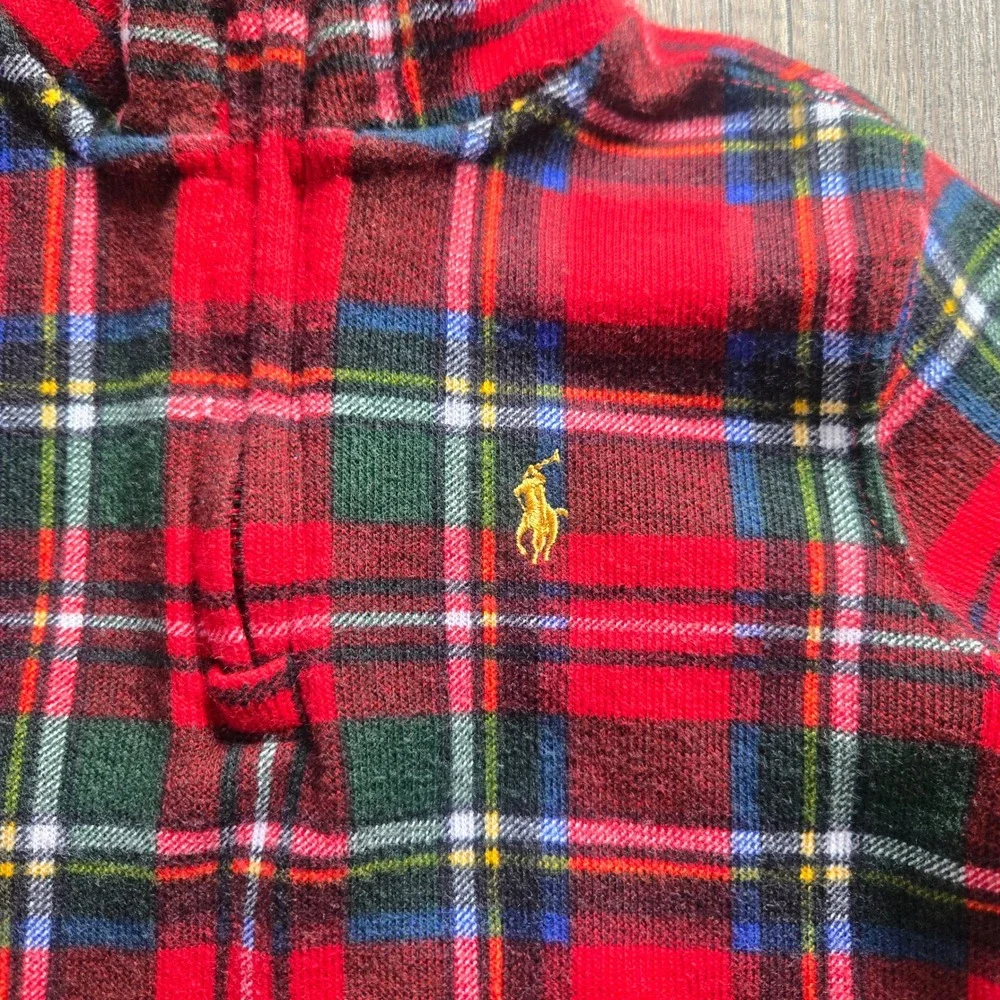 Polo Ralph Lauren Toddler Boys Red Tartan Plaid Quarter Zip Pullover Size 2T